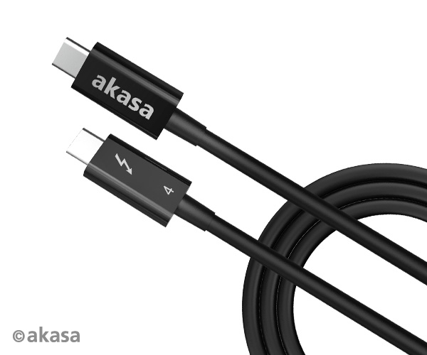 Akasa Thunderbolt 4 Type-C to Type-C Cable, 8K@60Hz, dual 4K,40Gbps,100W PD,1m, Intel Certified