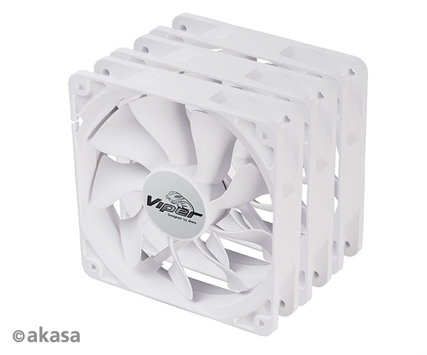 Akasa Viper White S-FLOW blade 12cm Fan,3 pcs bundle