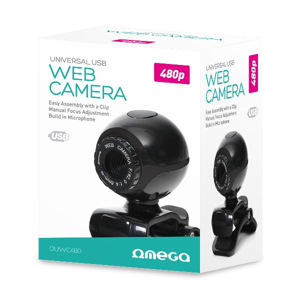 OMEGA Webcam 480p + Microfoon - zwart