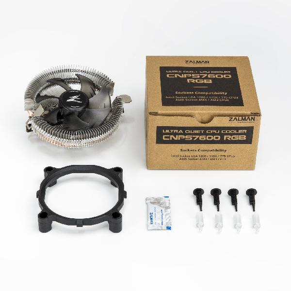 Zalman CNPS7600 RGB, Low profile, Flower Heat Sink CPU Cooler, TDP 95W, 92mm FAN, pwm, Tool-less Design, addressable RGB, Hydraulic Bearing, 800-2000 rpm, 32 dB(A), 25.8 CFM
