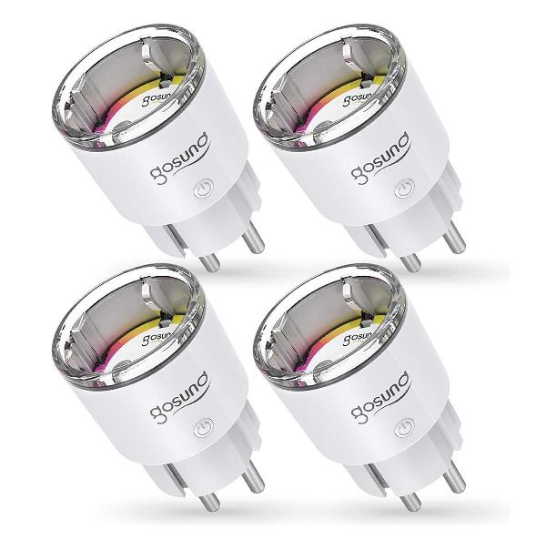 Gosund EP2 smart stopcontact enkel - 4 pack, extreem compact, met schakelaar, Tuya Platform, Alexa and Google Home compatible