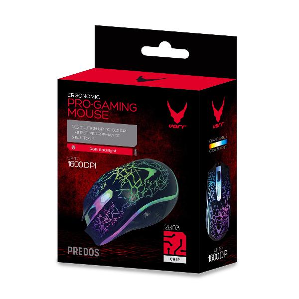 VARR OM-125 PREDOS Pro-Gaming muis 800-1200-1600 DPI LED