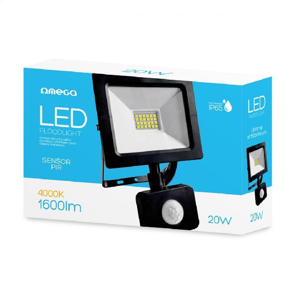 OMEGA LED floodlight, 4200K 20W 220-240V met sensor PIR