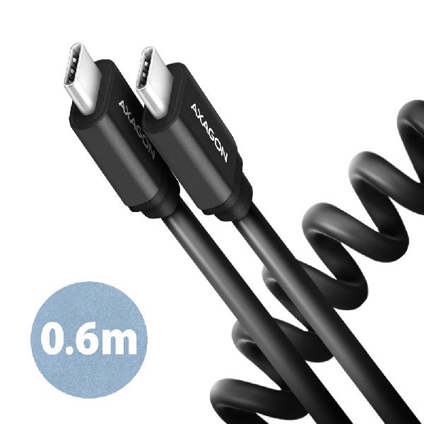 AXAGON BUCM-CM10TB Twister cable USB-C <-> USB-C, 0,6m, USB 2.0, 2.4A, ALU, PVC, Black