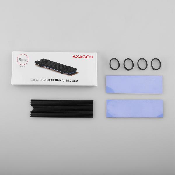 AXAGON CLR-M2L3 passive - M.2 SSD, 80mm SSD, ALU body, silicone thermal pads, height 3mm