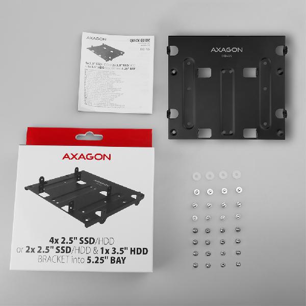 AXAGON RHD-435 Reduction for 4x 2.5 HDD (2x 2.5 HDD/SSD & 1x 3.5 HDD) into 5.25 position, black