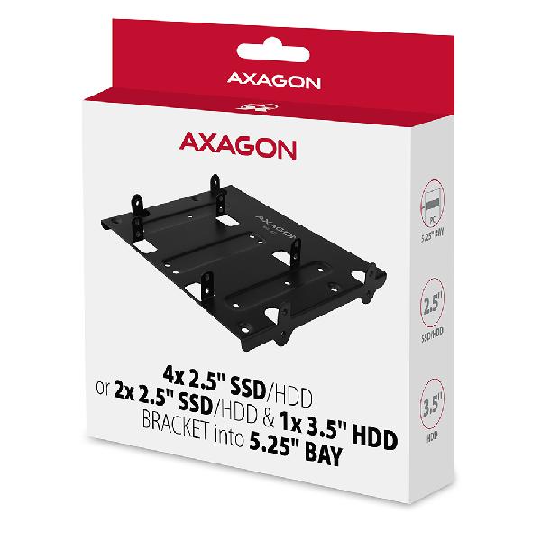 AXAGON RHD-435 Reduction for 4x 2.5 HDD (2x 2.5 HDD/SSD & 1x 3.5 HDD) into 5.25 position, black