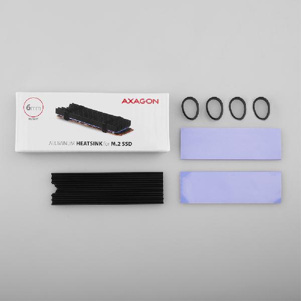 AXAGON CLR-M2L6 passive - M.2 SSD, 80mm SSD, ALU body, silicone thermal pads, height 6mm