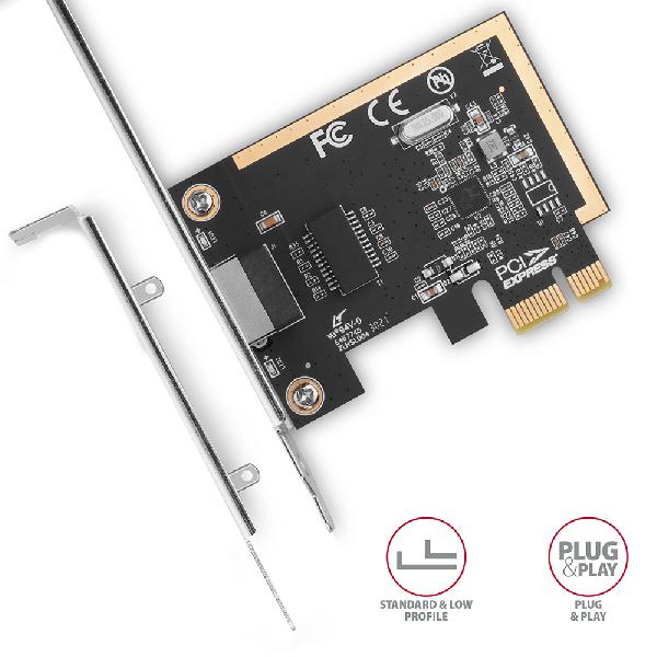 AXAGON PCEE-GRF PCI-Express Gigabit Ethernet Realtek 8111F + LP *PCIEM *RJ45F