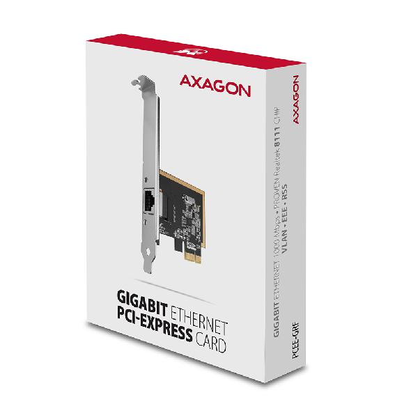 AXAGON PCEE-GRF PCI-Express Gigabit Ethernet Realtek 8111F + LP *PCIEM *RJ45F