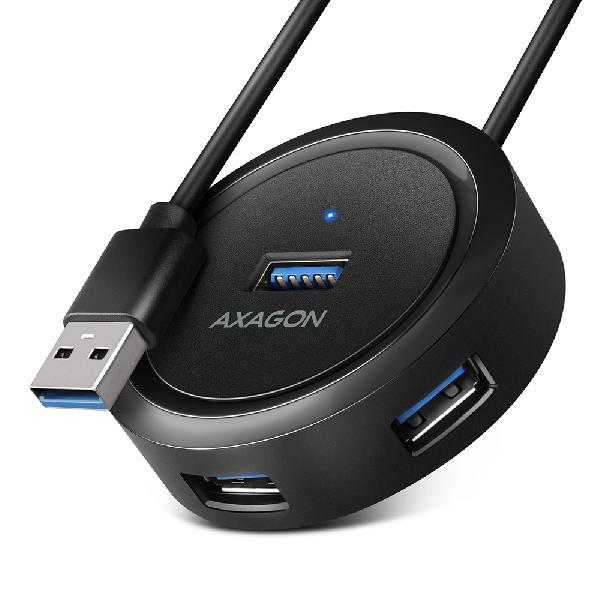 AXAGON HUE-P1A 4x USB3.2 Gen 1 ROUND hub, micro USB power IN, 30cm USB-A cable *USBAM *USBAF *MUSBBF
