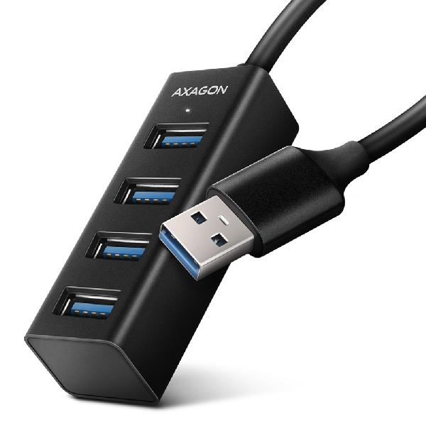 AXAGON HUE-M1A 4x USB3.2 Gen 1 MINI hub, metal, 20cm USB-A cable *USBAM *USBAF