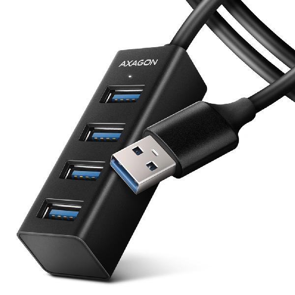 AXAGON HUE-M1AL 4x USB 3.2 Gen 1 MINI hub, metal, 1.2m USB-A cable *USBAM *USBAF