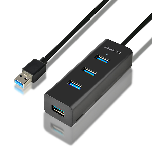 AXAGON HUE-S2BL 4x USB3.0 Charging Hub 1.2m Cable, MicroUSB Charging *USBAM *USBAF *MUSBBF