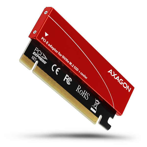 AXAGON PCEM2-S PCI-E 3.0 16x - M.2 SSD NVMe, up to 80mm SSD, low profile, cooler *PCIEM *M.2