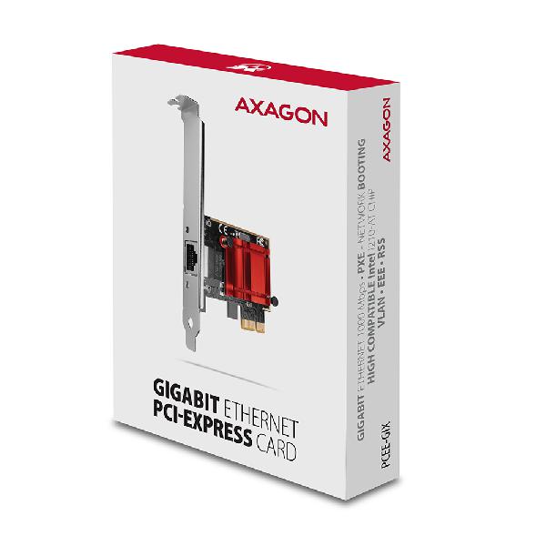 AXAGON PCEE-GIX PCIe Adapter Gigabit Ethernet Intel i210-AT, PXE, w. SP & LP *PCIEM *RJ45F