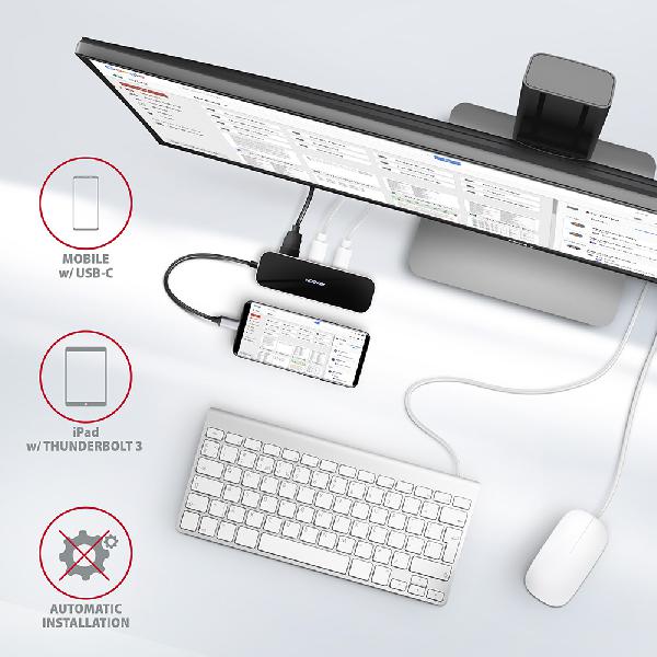 AXAGON HMC-6GL 3x USB-A, HDMI, RJ-45, USB 3.2 Gen 1 hub, PD 100W, 20cm USB-C cable *USBCM *USBCF *HDMIF *USBAF *RJ45F