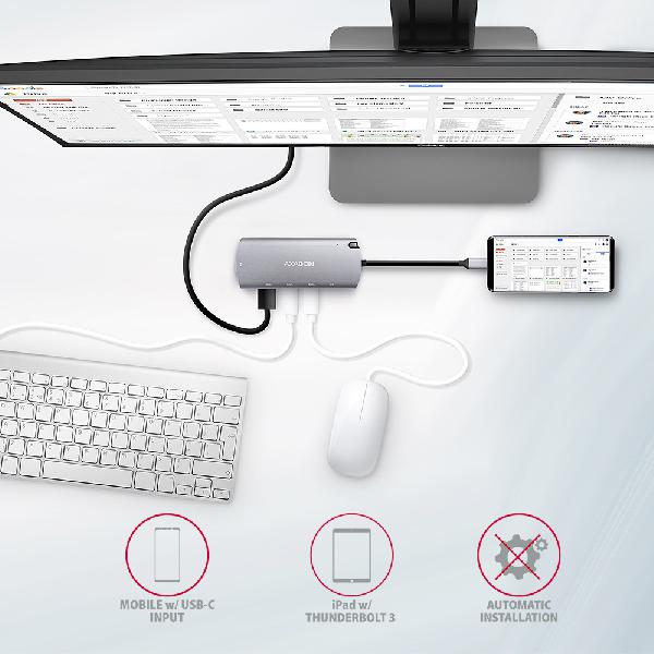 AXAGON HMC-6M2 USB-C 3.2 Gen 1 hub w. M.2 SATA + HDMI + GLAN + 2x USB-A + PD 100W *USBCM *USBCF *USBAF *HDMIF *RJ45F *M.2