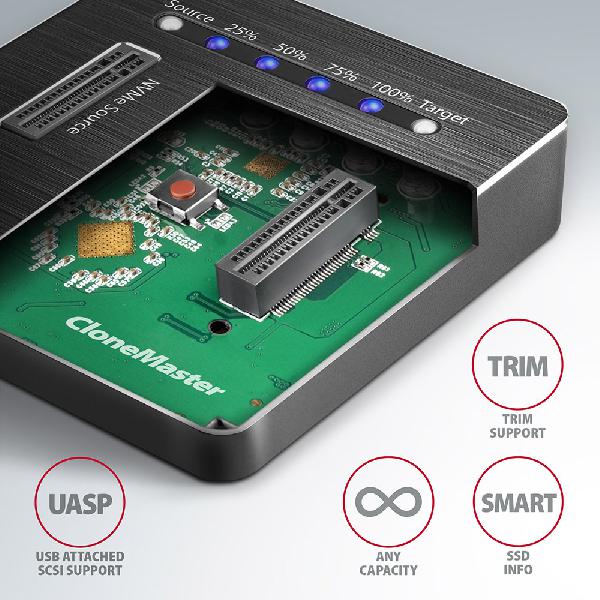 AXAGON ADSA-M2C USB-C 3.2 Gen2 - 2x NVMe CLONE DUAL SDD Dock Station *USBAM *USBCM *USBCF *SATAF