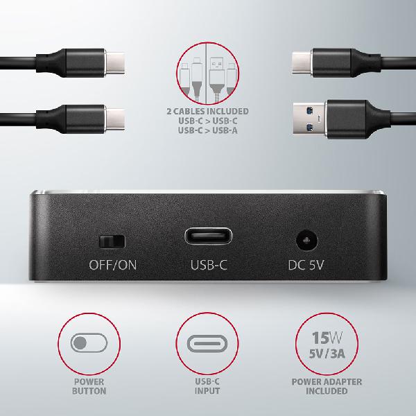 AXAGON ADSA-M2C USB-C 3.2 Gen2 - 2x NVMe CLONE DUAL SDD Dock Station *USBAM *USBCM *USBCF *SATAF