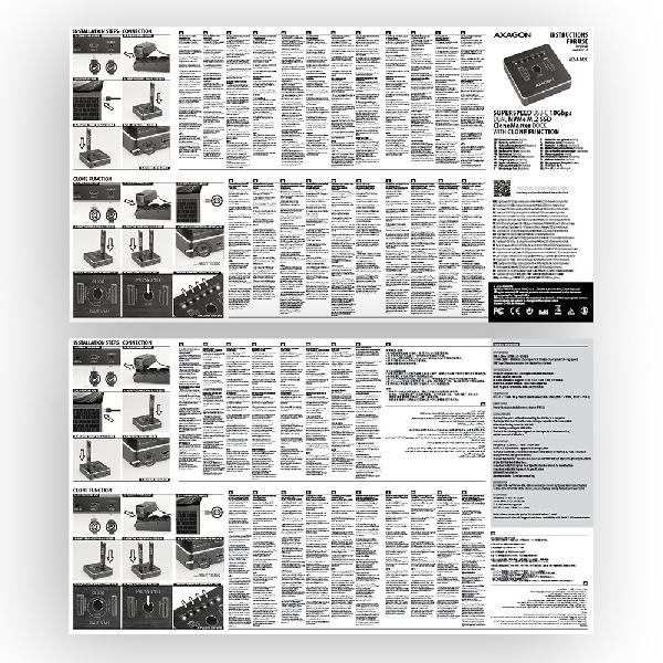 AXAGON ADSA-M2C USB-C 3.2 Gen2 - 2x NVMe CLONE DUAL SDD Dock Station *USBAM *USBCM *USBCF *SATAF