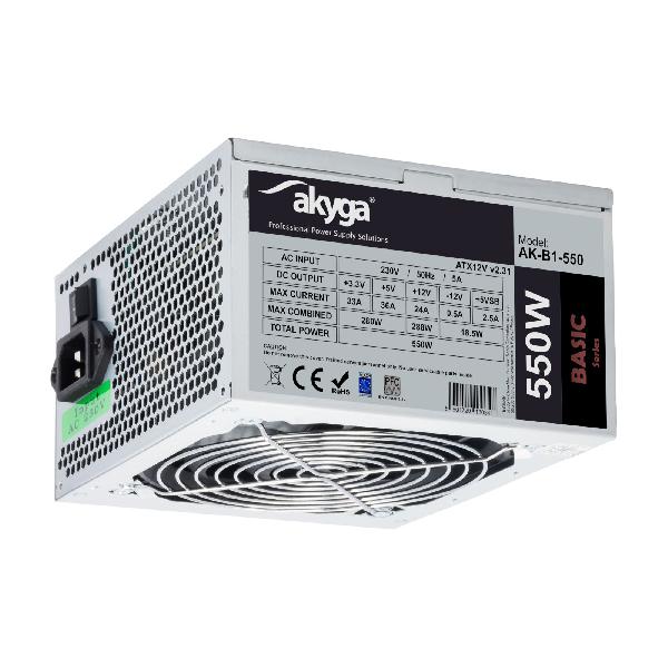 Akyga ATX power supply 550W Akyga AK-B1-550 P4 PCI-E 6+2 pin 3x SATA 2x Molex PPFC FAN 12cm