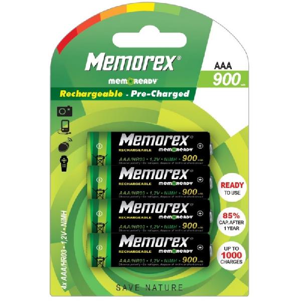 Memorex rechargable 900mAh R03/AAA x 4 BL Ready NiMH A0783, multipack