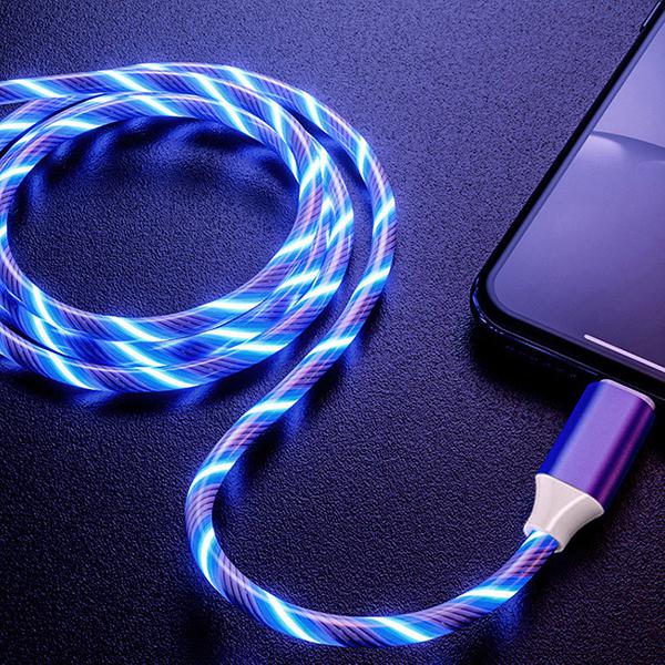 Platinet USBA to Lightning LED cable BLUE - 1,5A, 1m *USBAM, *LIGHTNINGM