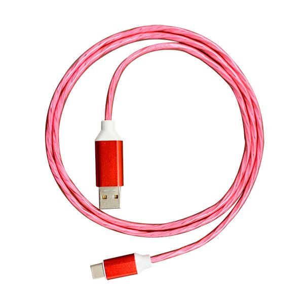Platinet USB USB A - USB Type-C charging cable with LED color light effect RED - 2A, 1m, *USBAM, *USBCM