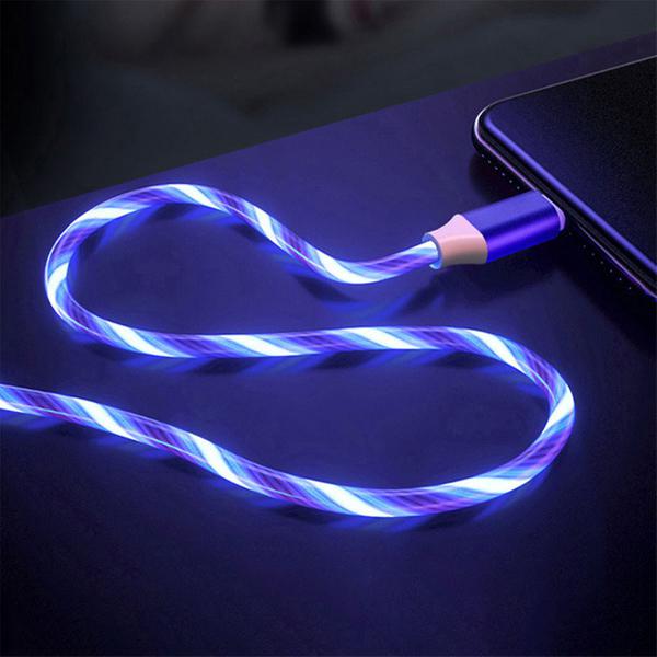 Platinet USB USB A - USB Type-C charging cable with LED color light effect BLUE - 2A, 1m, *USBAM, *USBCM