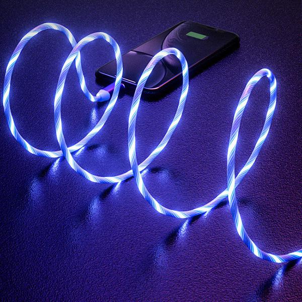 Platinet USB USB A - USB Type-C charging cable with LED color light effect BLUE - 2A, 1m, *USBAM, *USBCM