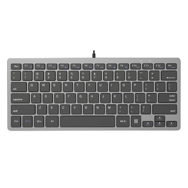 Platinet K120 mini keyboard, zwart-zilver, USB, stille, ergonomische platte toetsen