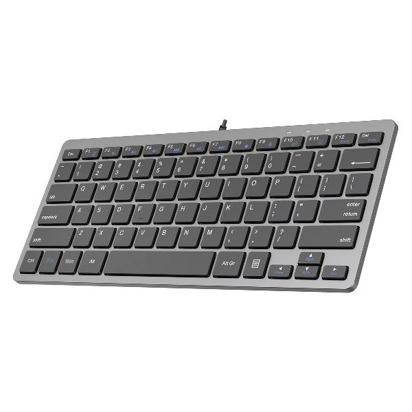 Platinet K120 mini keyboard, zwart-zilver, USB, stille, ergonomische platte toetsen
