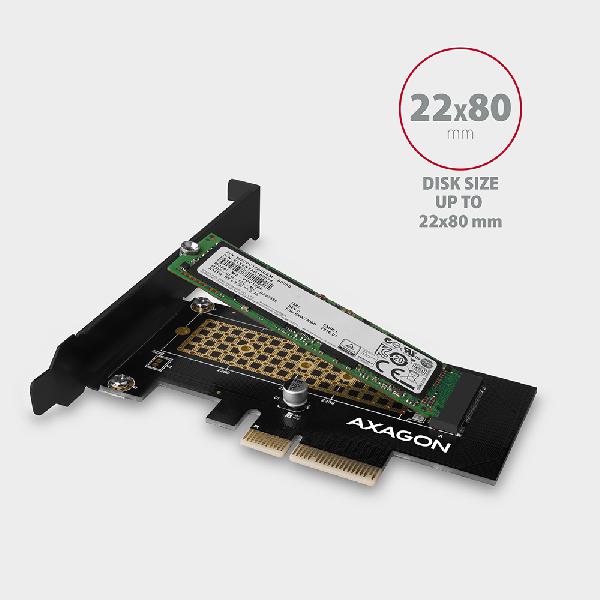 AXAGON PCEM2-ND PCE-E 3.0 8x - dual M.2 NVMe M-key slot adapter w. dataswitch, SP & LP, up to 110mm SSD