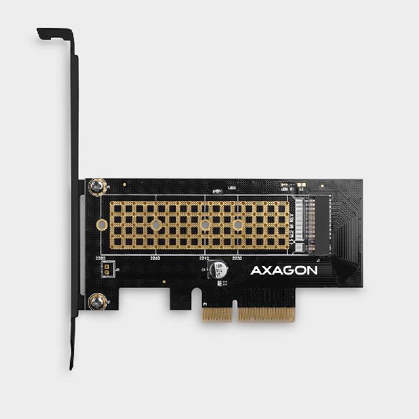 AXAGON PCEM2-ND PCE-E 3.0 8x - dual M.2 NVMe M-key slot adapter w. dataswitch, SP & LP, up to 110mm SSD