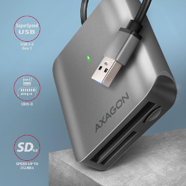 AXAGON CRE-S3 External card reader USB-A 3.2 Gen 1, 3-slot & lun SD/microSD/CF, UHS-II