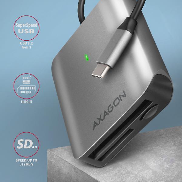 AXAGON CRE-S3C External card reader USB-C 3.2 Gen 1, 3-slot & lun SD/microSD/CF, UHS-II