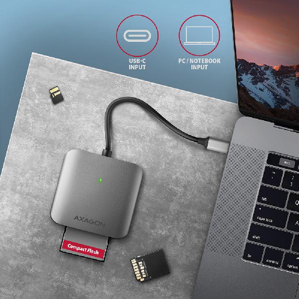 AXAGON CRE-S3C External card reader USB-C 3.2 Gen 1, 3-slot & lun SD/microSD/CF, UHS-II