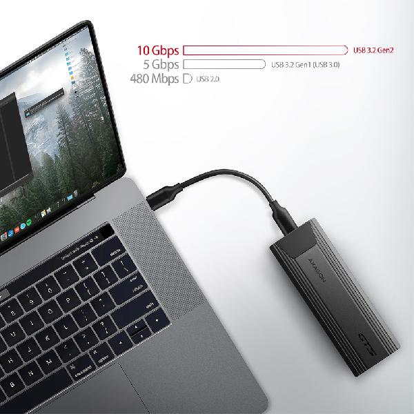 AXAGON EEM2-GTS USB-C 3.2 Gen 2 - M.2 NVMe SSD THIN SCREWLESS box