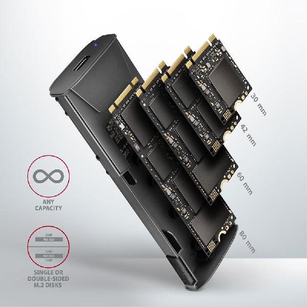 AXAGON EEM2-GTS USB-C 3.2 Gen 2 - M.2 NVMe SSD THIN SCREWLESS box