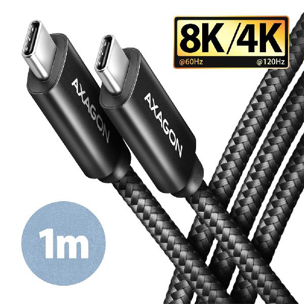 AXAGON BUCM432-CM10AB cable USB-C <-> USB-C, USB4 Gen 3x2, 1m, PD 100W, 8K HD, ALU, braid, Black