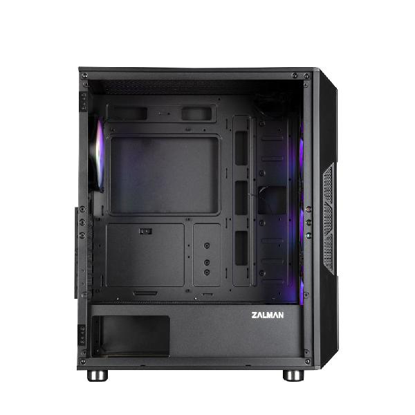 Zalman I3 Neo Black ATX Mid Tower PC Case, Mesh front for efficient cooling, Pre-installed fan: 3 x 120mm RGB LED front, 1 x 120mm RGB LED rear, 2 x 3.5, 3 x 2.5, Tempered Glass window left, 422(D) x 219(W) x 484(H)mm