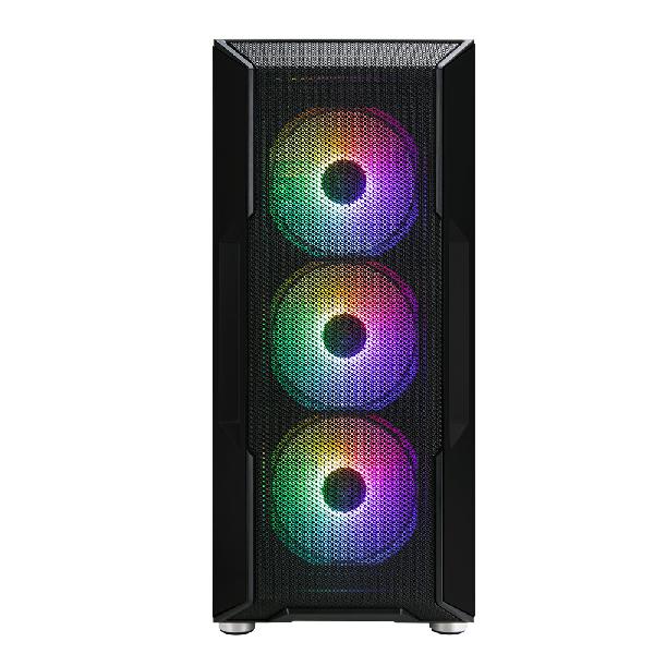 Zalman I3 Neo Black ATX Mid Tower PC Case, Mesh front for efficient cooling, Pre-installed fan: 3 x 120mm RGB LED front, 1 x 120mm RGB LED rear, 2 x 3.5, 3 x 2.5, Tempered Glass window left, 422(D) x 219(W) x 484(H)mm