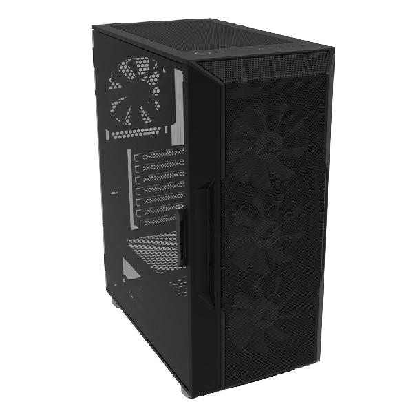 Zalman I3 Neo Black ATX Mid Tower PC Case, Mesh front for efficient cooling, Pre-installed fan: 3 x 120mm RGB LED front, 1 x 120mm RGB LED rear, 2 x 3.5, 3 x 2.5, Tempered Glass window left, 422(D) x 219(W) x 484(H)mm