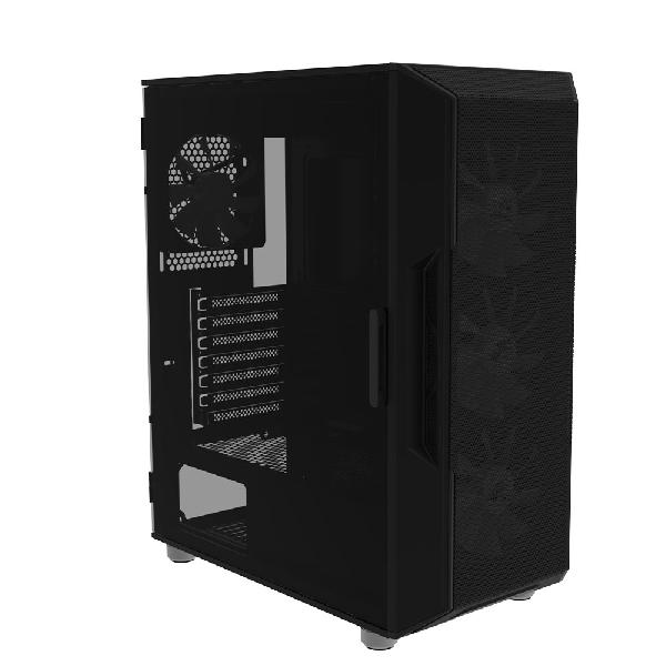 Zalman I3 Neo Black ATX Mid Tower PC Case, Mesh front for efficient cooling, Pre-installed fan: 3 x 120mm RGB LED front, 1 x 120mm RGB LED rear, 2 x 3.5, 3 x 2.5, Tempered Glass window left, 422(D) x 219(W) x 484(H)mm