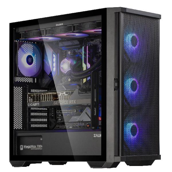 Zalman Z10 PLUS - ATX Mid-Tower Case/ Pre-installed fan: 3x 140mm ARGB(Front), 1x 120mm ARGB(Rear)/ T/G Side Panel, Mesh Front Panel/ Convenient Sliding Dust Filter at Front/ 1x USB Type-C applied/ GPU Support Brace Included/ Dimension : 481 x 220 x