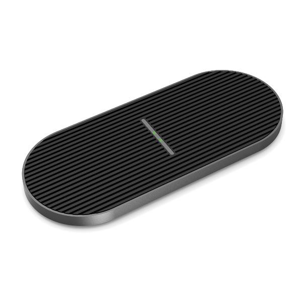 Platinet QI Wireless Charger - DUO 2x10W type C - zwart, 2 telefoons gelijktijdig laden (alleen lader zonder adapter en kabel)