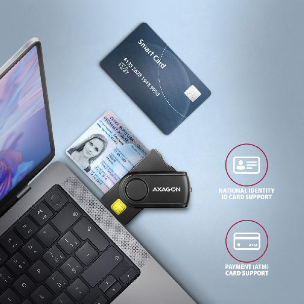 AXAGON CRE-SMP2A USB Smart card & SD/microSD/SIM card PocketReader