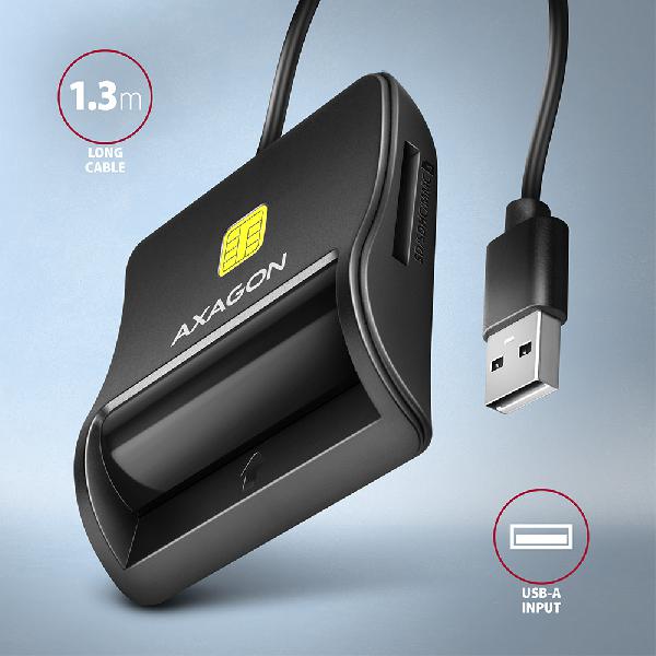 AXAGON CRE-SM3SD USB Smart card & SD/microSD/SIM card FlatReader