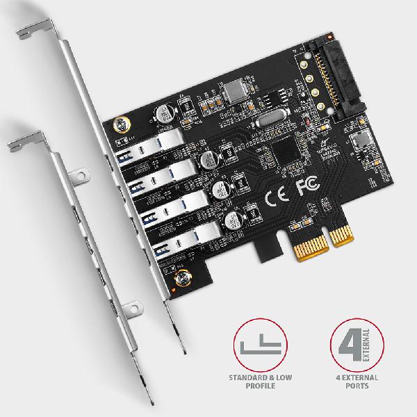 AXAGON PCEU-43RS PCIe Adapter 4x USB3.0 UASP VIA, 15-pin SATA power supply